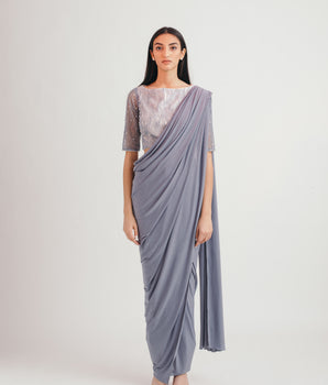 Grey Waves Concept Sari - Bhaavya Bhatnagar